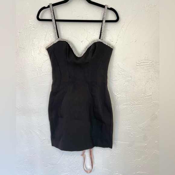 NWT House Of CB “Gloriana” Rhinestone Neckline Bodycon Mini Dress - Picture 3 of 14